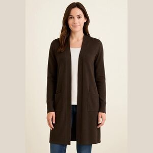 H by Halston Heritage Brown Duster Long Cardigan Sweater Size XS Hi Low NWT
